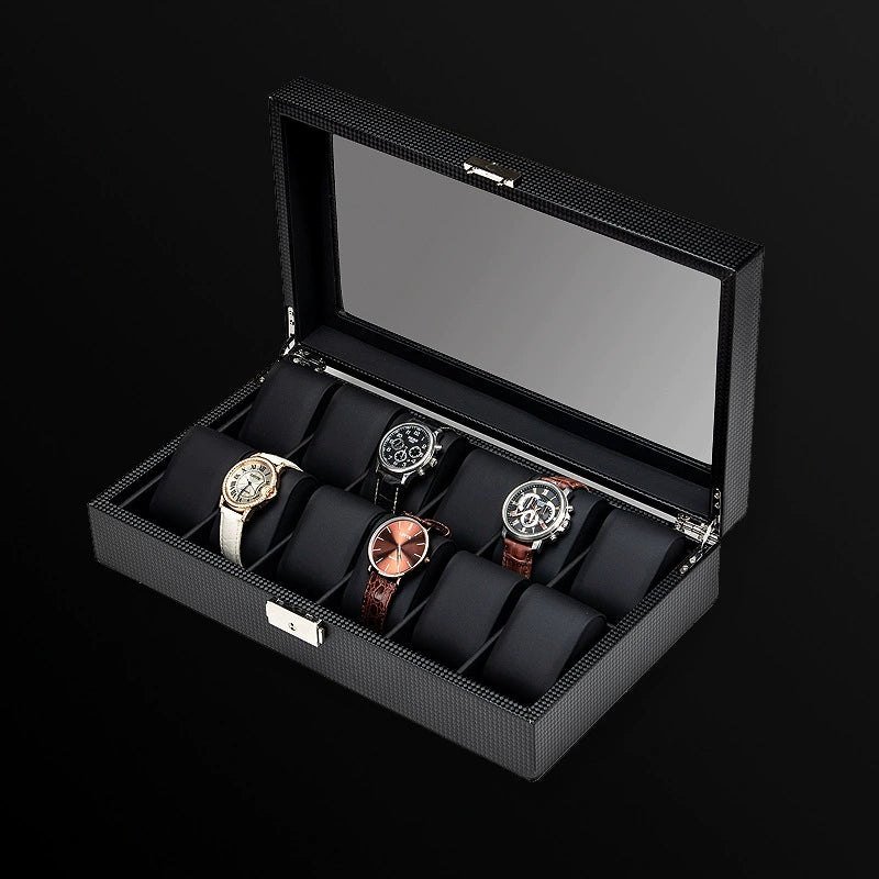 Boite à Montre Édition Carbone Noir - 12 emplacements