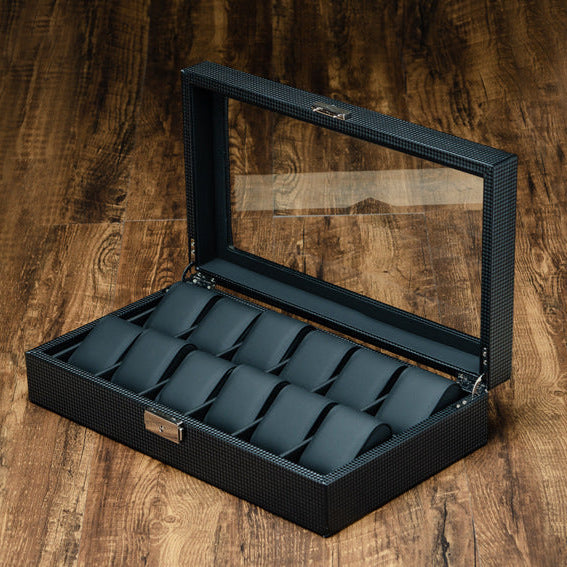 Boite à Montre Édition Carbone Noir - 12 emplacements