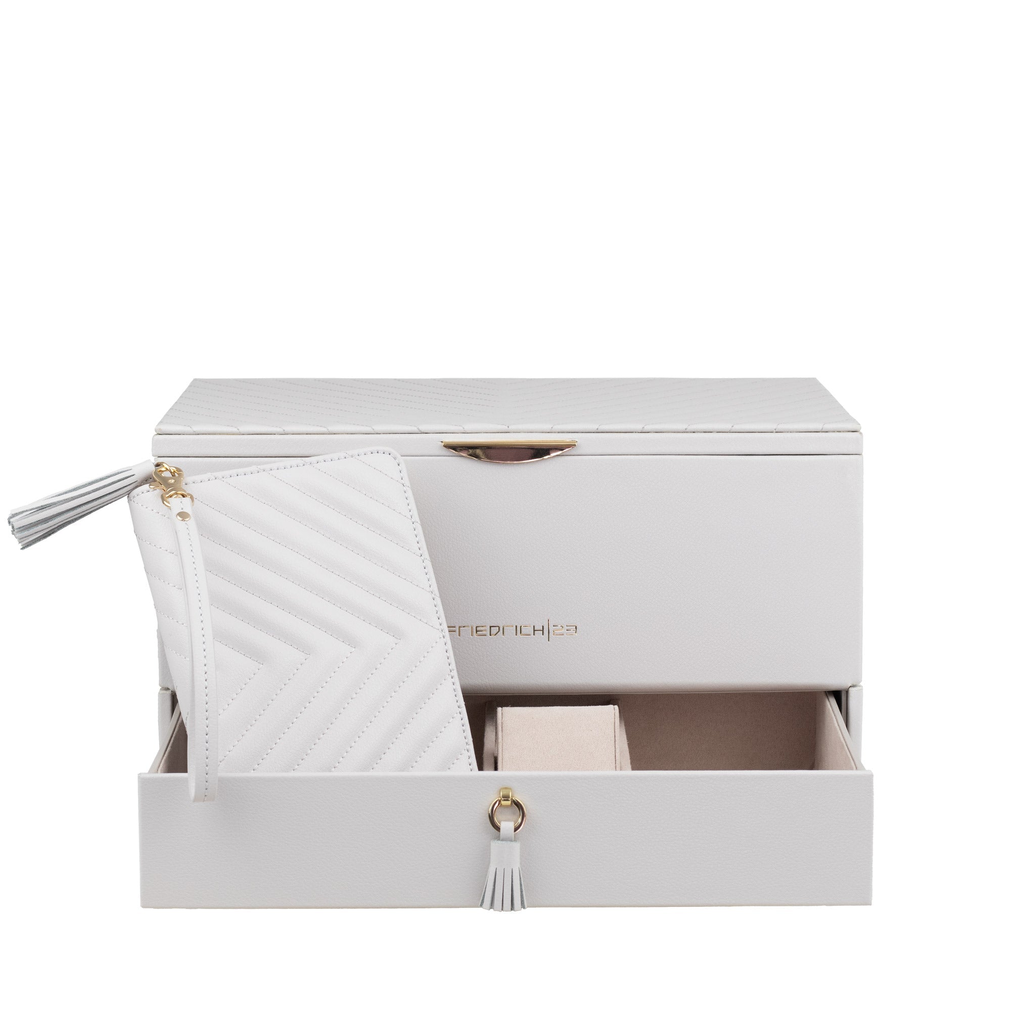 Boite à bijoux avec pochette en cuir véritable Aurora