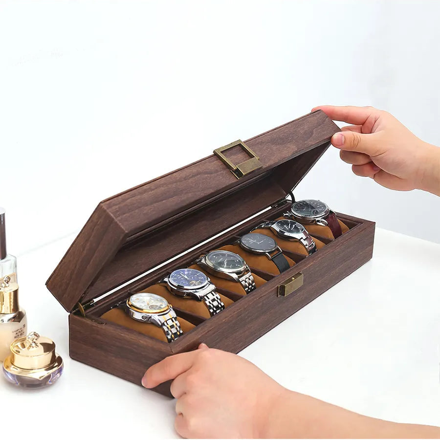 Boite à montres en bois Premium - 6 emplacements