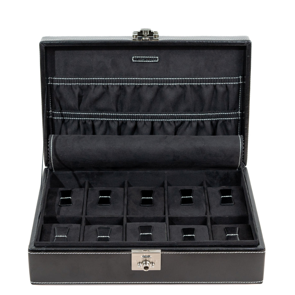 Boite 10 montres en cuir Noir